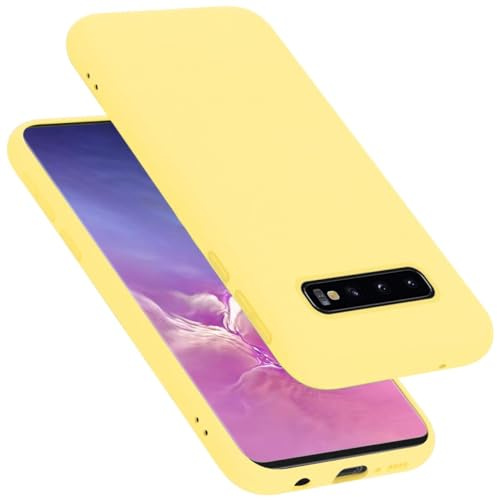 Cadorabo Hülle kompatibel mit Samsung Galaxy S10 4G Hülle Silikon Handyhülle für Galaxy S10 4G Case aus flüssigem Silikon- Kratzfeste und stoßfeste dünne TPU Schutzhülle - Liquid GELB