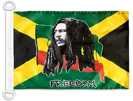 Pavillon nautique Bob Marley 45x30cm - Drapeau de bateau jamaïcain - Jamaïque 30 x 45 cm - AZ FLAG