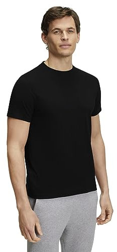 FALKE Herren T-Shirt Basic Round Neck M S/s Sh Baumwolle weich kurzarm bequem sehr leicht 1 Stück, Schwarz Black 3000, S