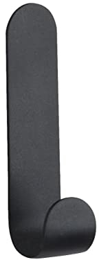 WENKO Wandhaken Monel Schwarz, 2er Set, hochwertige Haken aus lackiertem, rostfreiem Edelstahl, Handtuchhaken für Bad, Gäste-WC&den gesamten Haushalt, Befestigung ohne bohren, 1,8x10,5x2 cm, 54846100