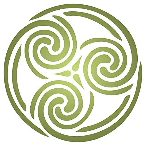 Keltische Spiralschablone, 16,5 x 16,5 cm (L) - Triskelion Dreifach Spirale Lebenszyklus Schablonen zum Malen Vorlage