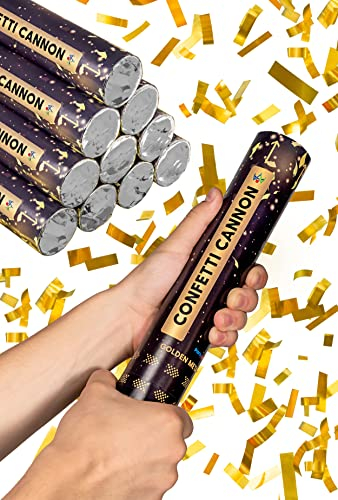 Partyjoker 20 Konfettikanonen Gold 30cm - Einfach & Sicher zu Bedienen - 5-8 Meter langen Konfettistrahl - Für Innen und Draußen