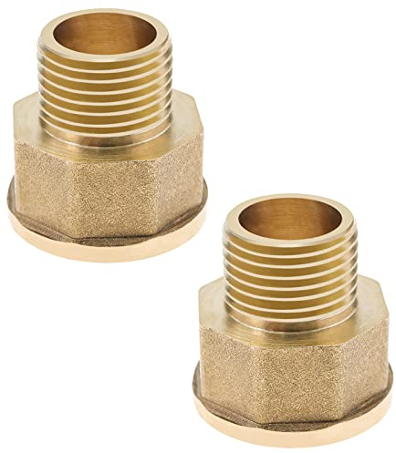 eMagTech 2PCS Bush Reducing Connectors 1/2 Inch Male - 3/4 Inch Female BSP Thread Pipe Fitting Adapter Brass Converter for Water Meter Water Softener Water Purifier
