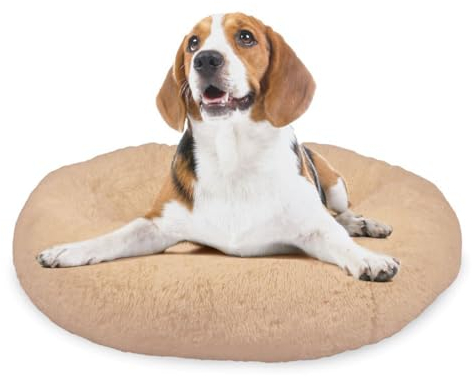 Mediashop Peaceful Pooch M - Flauschiges Hundebett & Katzenbett - gelenkschondendes Hundekissen - waschbarer Bezug - Hundekörbchen - Donut Kissen für Hunde & Katzen
