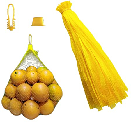 Molyorch 100 Pièces Sac Filet pour Noix et Légumes, Reutilisable pour Stockage de Fruits et Légumes (Jaune)