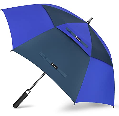 NINEMAX Golf Regenschirm Groß Sturmfest,Regenschirm XXXL 68 zoll,Golfschirm mit Doppellagiger für Männer Frauenf(Blau/Marineblau)