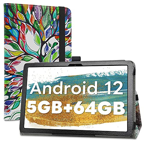 LiuShan Folio Soporte PU Cuero con Funda Caso para DOOGEE T10W / Blackview Tab 30 WiFi /Tab70 WiFi/Tab 8 WiFi/Tab 7 WiFi/OSCAL Pad16/OSCAL PAD60/OSCAL PAD70 Tablet 10 Pulgadas,Love Tree
