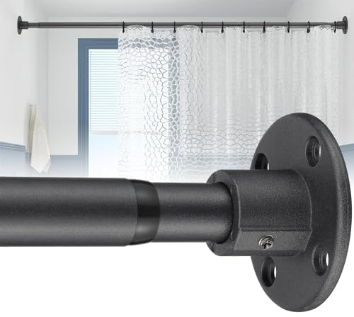 Duschstange 70-190cm, Spannstange Ausziehbar Duschvorhangstange Schwarz Matt für Badezimmer, Fenster, Kleiderschrank