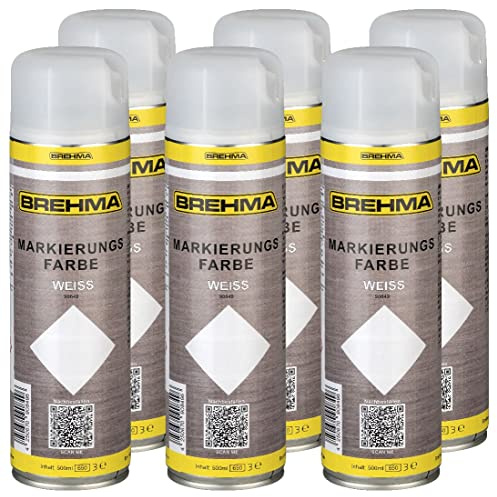 BREHMA 6x Markierungsspray Forstspray Markierungsfarbe weiss 500ml