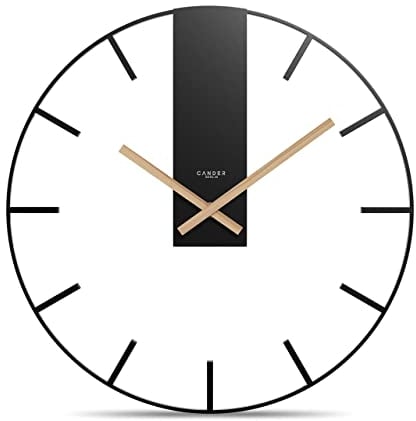 Cander Berlin Juna XXL Vintage Wanduhr lautlos 40 cm MDF Holz-Zeiger ohne Tickgeräusche groß modern schwarz Wohnzimmer Küche