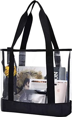 Transparente Tragetasche Große Durchsichtige PVC-Schultertasche für Damen Klare Wasserdichte Kulturhandtasche Kosmetische mit Reißverschluss für Urlaub Reisen Einkaufen Sport Arbeit Schule (1)