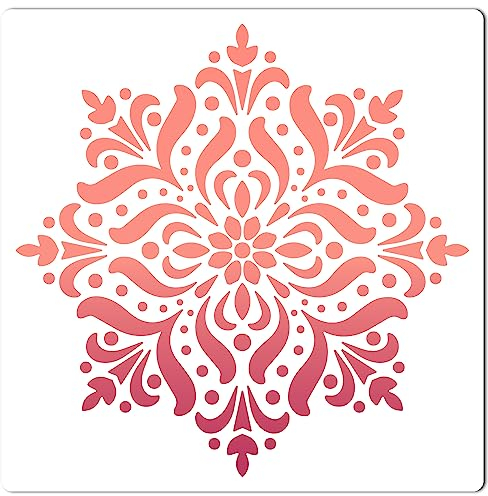 GORGECRAFT 30x30 cm Mandala-Schablonen Wiederverwendbar Chakra-Vorlage Blumen-Muster Vorlagen Wiederverwendbares Schild Quadratische Schablone Zum Malen Auf Holz Wand Boden Heimwerkerhandwerk