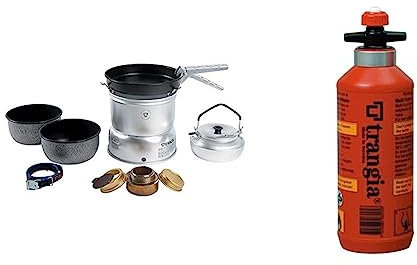Trangia 27 Non-Stick Cookset With Kettle & Spirit Burner & Fuel Bottles, Red, 0.3 Litre