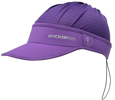 ROCKBROS Casquette Baseball Été Femme Homme Casquette Visière 95% Protection UV Chapeau Pare-Soleil UPF50+ Respirant Compatible Tresses/Chignon/Casque/Lunettes Léger Réglable Élastique Noir Violet