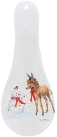 Joe Davies Christmas Melamine Spoon Rest - Donkey and Robin by Bree Merryn - Festive Homeware Gift for Him/Her