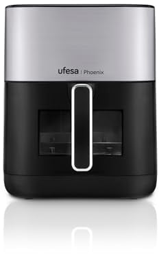 Ufesa Phoenix, Friggitrice ad Aria Doppia Resistenza con Vapore, 6 L, 1800 W, 10 Programmi Preimpostati, Finestra e Luce Interna, Ricettario Incluso