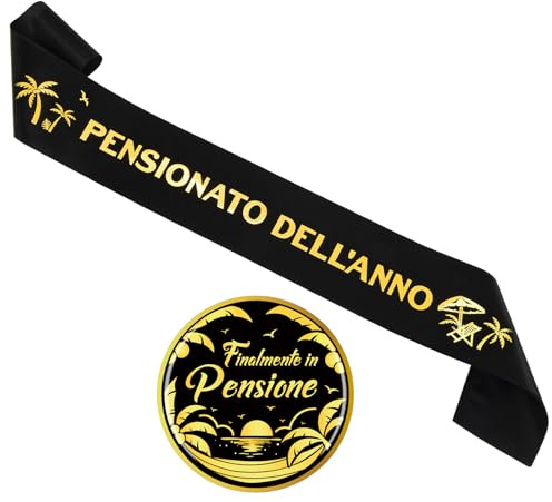 HOWAF Regalo Pensione Uomo, Fascia Pensione Uomo Fascia Pensionato dell'Anno Spilla Pensione Gadget Pensione Uomo, Regali Pensione Uomo, Regali per Pensione Decorazioni Regalo per Pensione Uomo