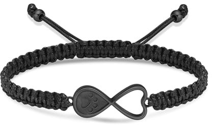 Pulsera de urna con forma de corazón infinito para cenizas de mascotas, perro, gato, huella de pata, joyería de recuerdos, cuerda trenzada, ajustable, regalo de recuerdo