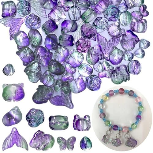 FAPUMOE Surtido de bolas de cristal checas (100 unidades) para la fabricación de joyas, 10 formas sólidas de animales o insectos, espaciadores sueltos para la mayoría de pulseras de abalorios grandes