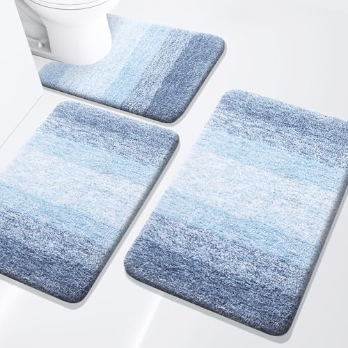 Arotive Badezimmerteppich-Set, Mikrofaser, U-förmig, 3-teilig, 61 x 40 + 76 x 50 cm + 61 x 50 cm