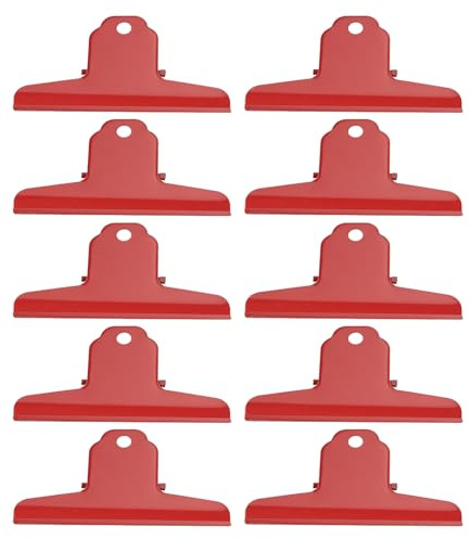 10 Stück Metallklammern, Mehrzweck-Clips, galvanisiert, rostfrei, große Büroklammern Büro, Schule (rot)