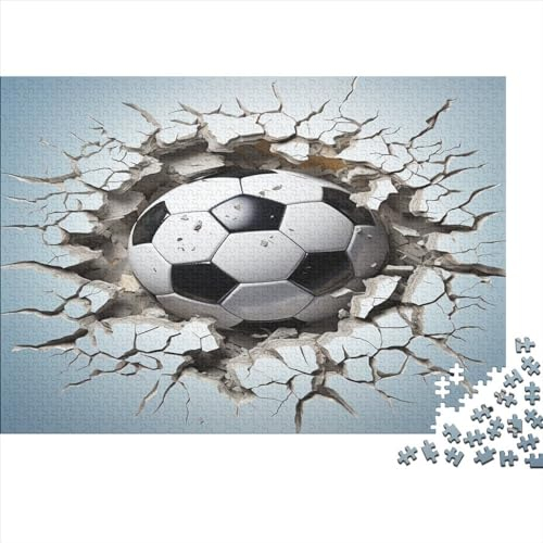 Fußball mit 3D-Effekt 1000 Stück Puzzles Für Erwachsene Teenager Stress Abbauen Familien-Puzzlespiel Mit Poster in 1000-teiliges Puzzle Kinder Lernspiel Spielzeug Geschenk Puzzel 1000pcs (75x50cm)