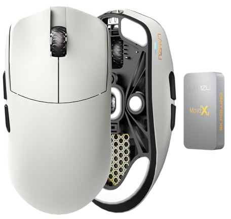 Lamzu Maya X Mouse Wireless Ultralight 47 g, Interruttore Ottico, 30000 DPI, Simmetrico, MCU Nordic 52840, Encoder polvere-resistente, Sensore PAW3950