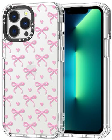 MOSNOVO Case for iPhone 13 Pro, [Buffertech 6.6ft Military-Grade Drop Protection] [Anti Peel Off Tech] Clear TPU Bumper Phone Case Cover Design - Bowtiful Love