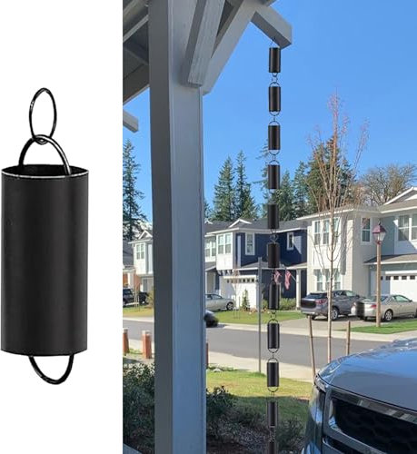 WDCDYQDH Decorative Rain Chain Gutter Black, Pergola/Gazebo/Patio Rain Water Catching Chain, Metal Rain Chain Downpipe, Easy Installation (Size : 2.2m (7.2ft)) ()