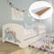 Kids Collective Kinderbett 80x160 cm mit Matratze und Schublade, Rausfallschutz & Lattenrost in weiß mit Dinosaurier Motiv IV Komplettbett Jugendbett Einzelbett Holz