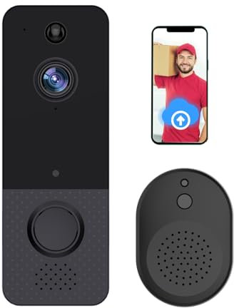 YIWEOG Visual doorbell WIFI Doorbell Camera Wireless with Indoor Chime IP65 Waterproof Video Doorbell Camera Smart Doorbell with Motion Detector 1080 HD Video Night Vision Cloud Storage 2-Way Talk Bat