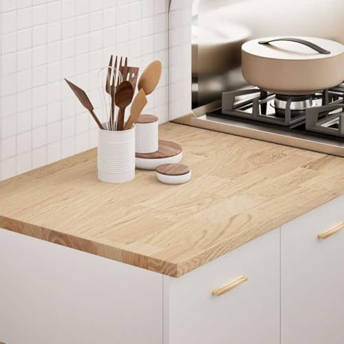Genérico Encimera de Cocina Rectangular Madera Maciza Roble Mobiliario,Accesorios para mesas,Tableros para mesas Marrón 11,2 kg