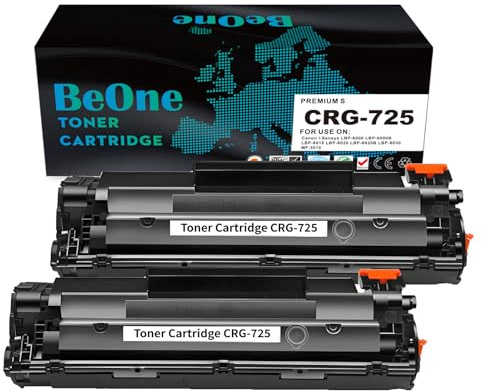 BeOne 2X Kompatibel für CRG-725 CRG 725 Tonerkartuschen Ersatz für Drucker Canon I-Sensys LBP-6000 LBP-6000B LBP-6018 LBP-6020 LBP-6020B LBP-6030 MF-3010 (2 Schwarz)