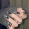 24 Stück Grau Schwarze Künstliche Nägel Zum Aufdrücken,Press On Nails,Fake Nails,Press On Nails,Künstliche Nägel,Mandel Fake Nails Kleber Auf Nägel Kurz,Für Frauen Mädchen Diy Maniküre