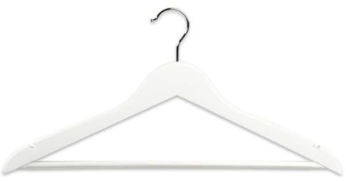 KESPER | Formkleiderbügel - 12er Pack, Material: Lotusholz mit Anti-Rutsch-Lackierung, Metall, Maße: 44,5 cm breit, Farbe: Weiß | 67148