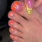 SXVME 30 Pcs Orange French Tip Press on ToeNails For Women, Natural Nude Toe Press on Nails Short Square, Glossy Gel Full Cover Acrylic Fake Toenails Press on for Decoration