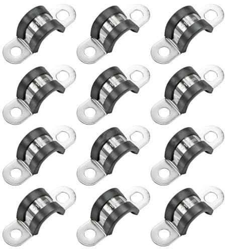 24PCS Gummierte P-Clips U-förmige Rohrschellen Kabelmontage Schlauchschellen Drahtfeste Rohrhalterungsklemme(16mm)