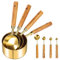 Measuring Cups and Spoons Set, 8 Pack Gold Measuring Spoons with Acacia Wood Handle Stainless Steel Dry & Liquid Measuring Cups for Baking Cooking