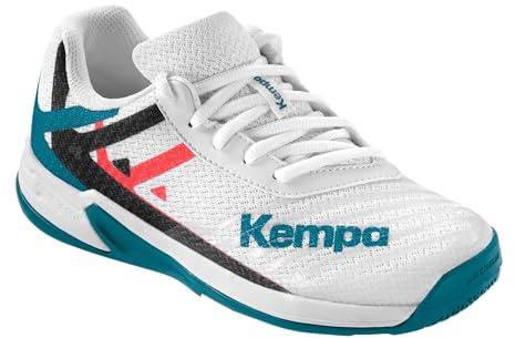 Kempa Jungen Unisex Kinder Wing 2.0 Junior Handball-Schuhe, weiß/rot/schwarz, 32 EU