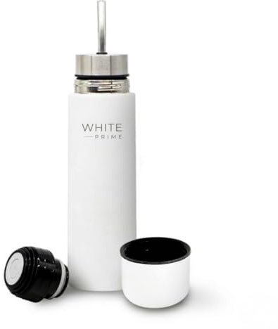 WHITE Prime Mate Listo Automate Autocebante 16.9 fl oz | Self-Serving Yerba Mate Thermos Bottle with 2 Interchangeable Lids (Mate Lid & Standard Thermos Lid) | 500 ml