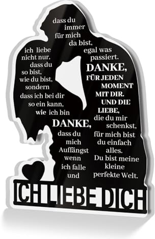 Putuo Decor Acrylschild Ich liebe dich – Geschenk für Partner, Freundin oder Ehefrau – Dekoration mit Liebesbotschaft für Jahrestag oder Alltag