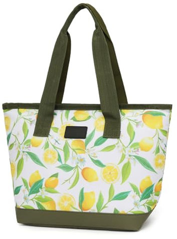 Nanxson 7L Kühltasche Klein Leicht Lunch Tasche Isolierte Tragbar Lunchbox Leopardenmuster Thermotasche für Arbeit, Schule, Strand, Picknick und Reisen (7L,B-Armeegrün Zitrone)