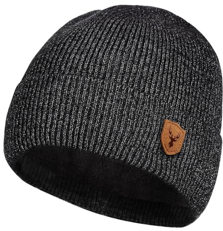 Omtofo Mütze Herren Winter, Strickmützen Für Herren, Unisex Beanie Mütze, Klassische Herrenmütze, Dehnbare Weiche Wollmütze, Dickem Warmem Futter Geschenk Für Freundin Männer Frauen