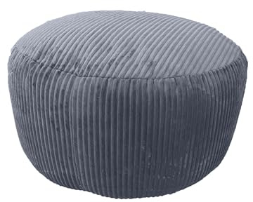 Relaxdays Pouf, Cord, HxD: 35 x 50 cm, Polystyrol-Füllung, Bodensitzkissen rund, Wohnzimmer Hocker, Sitzpouf, dunkelgrau