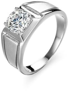 Stfery Siegelring Platin Herren, Trauringe mit Moissanit 1ct Echt Gold Schmuck Gr.54 (17.2)