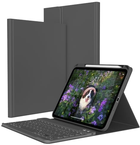 ZOPSGYU Hülle mit Tastatur für iPad A16 11./10. Generation, Schwarz | für iPad (11 Zoll 2025/10,9 Zoll 2022) Hülle, Magnetische Anti-Detach Bluetooth Keyboard Schutzhülle, QWERTZ Layout