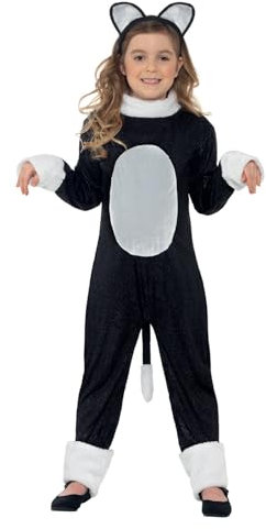 SMIFFYS Costume Gatto Fico, comprende Tuta, Coda e Copricapo Halloween