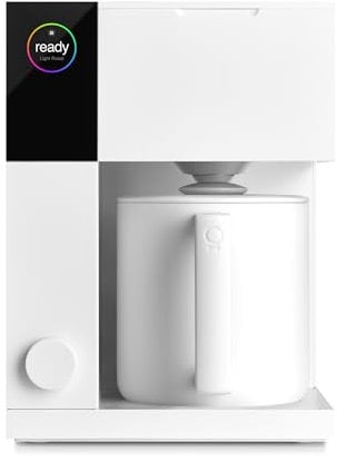 Fellow Cafetera de precisión Aiden Eléctrica - Jarra tipo termo para 10 tazas, ayuda para la elaboración integrada, programación, depósito de agua extraíble, blanco mate