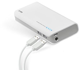 SBS Accumulatore Energia Portatile 10.000 mAh, 2 Uscite USB 2,1A, Connettore Micro USB, Bianco