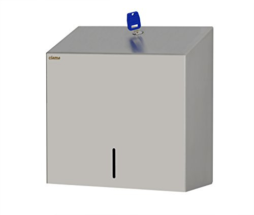 clomo Falthandtuchspender, Handtuchspender, Edelstahl für Z Falzpapier, ZZ Falzpapier (V Falzpapier), C Falzpapier